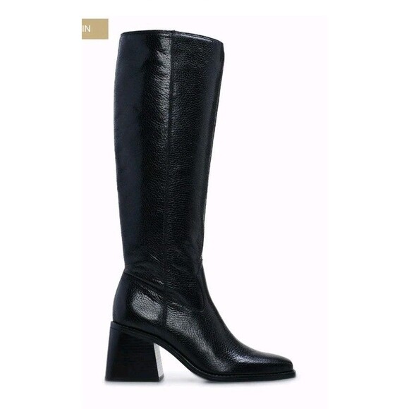 Vince Camuto Women's Sangeti Stacked Heel Knee High Boot, Black Leather 7.5 - Picture 2 of 10